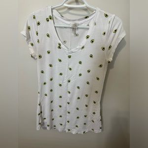 White T-Shirt with Avocado print size small